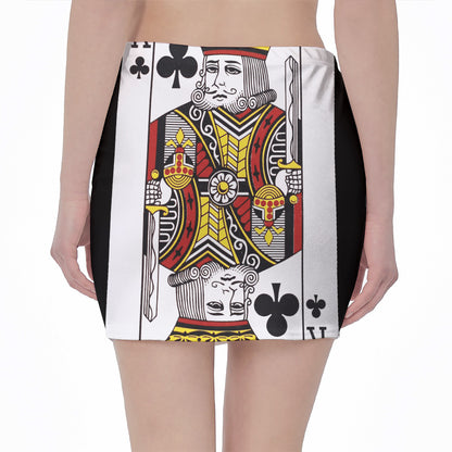 King Of Clubs Playing Card Print Pencil Mini Skirt