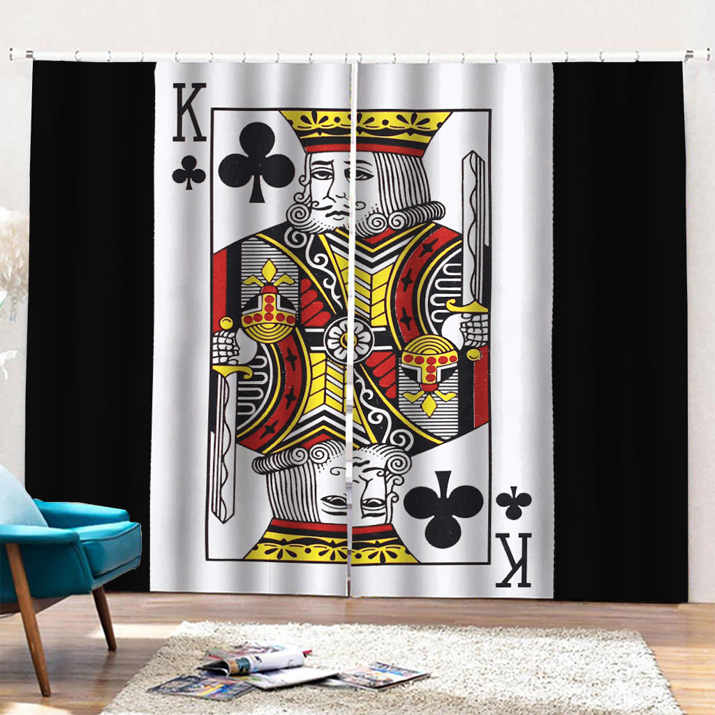 King Of Clubs Playing Card Print Pencil Pleat Curtains