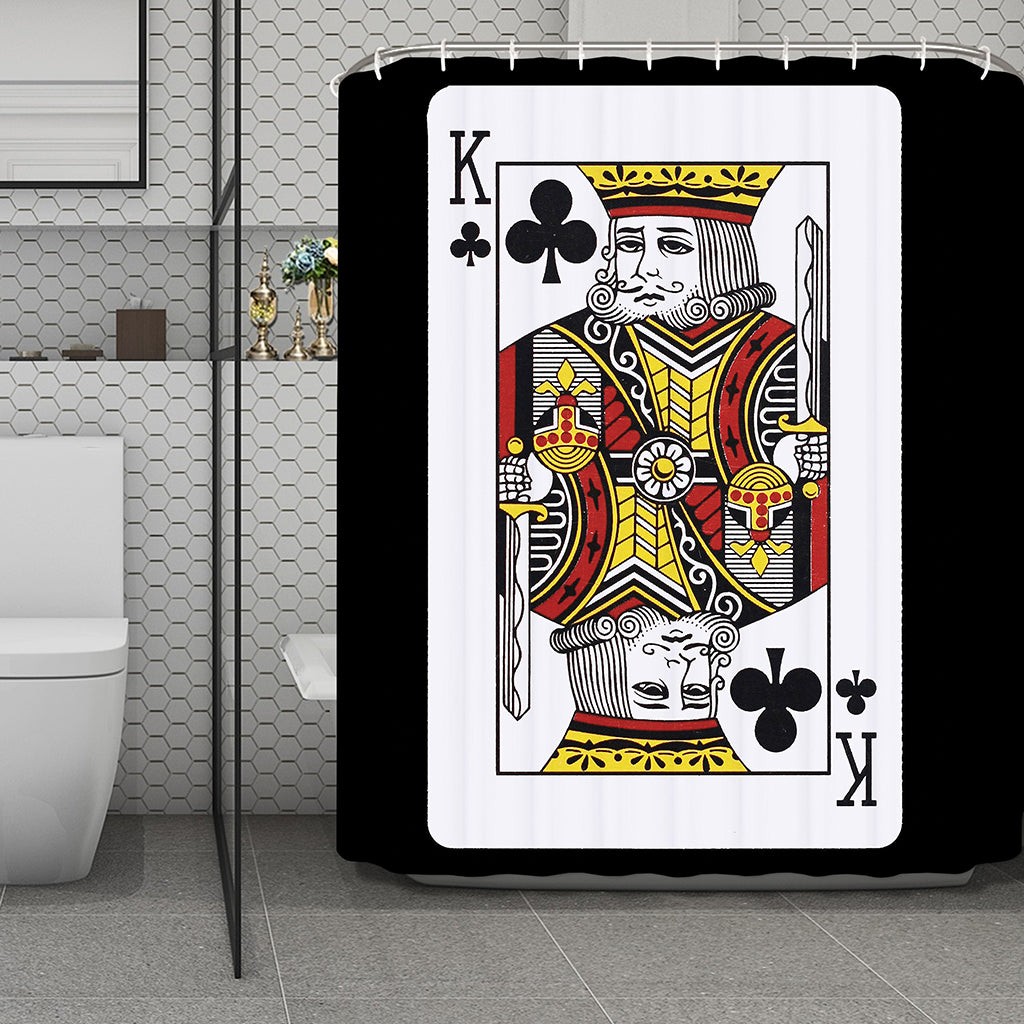 King Of Clubs Playing Card Print Polyester Shower Curtain