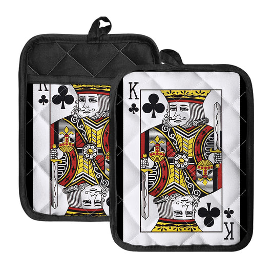 King Of Clubs Playing Card Print Pot Holders With Pocket