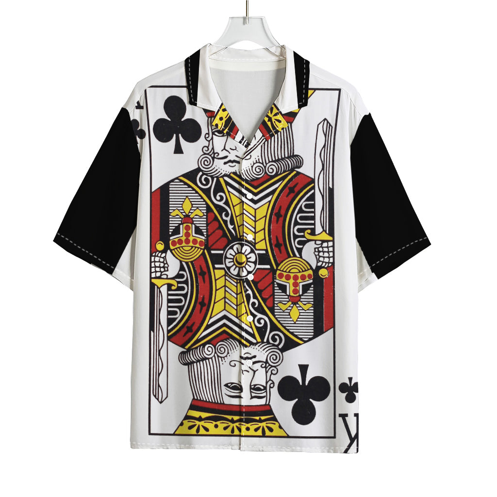 King Of Clubs Playing Card Print Rayon Hawaiian Shirt