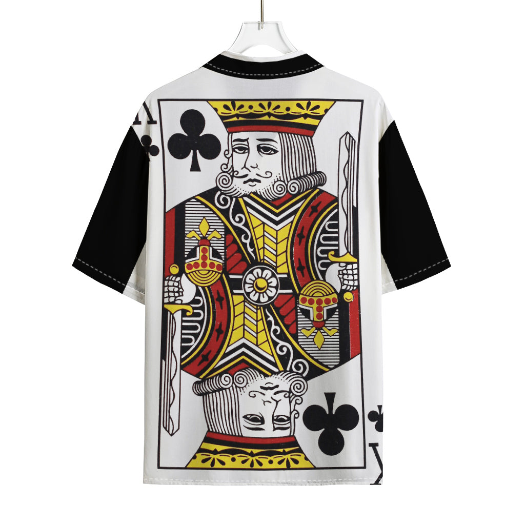 King Of Clubs Playing Card Print Rayon Hawaiian Shirt