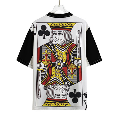 King Of Clubs Playing Card Print Rayon Hawaiian Shirt
