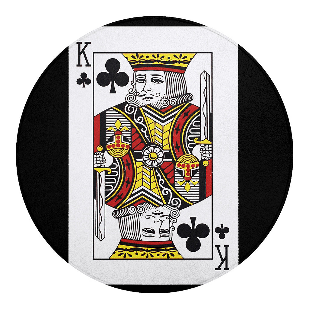 King Of Clubs Playing Card Print Round Blanket