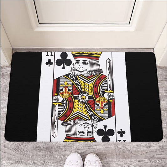 King Of Clubs Playing Card Print Rubber Doormat