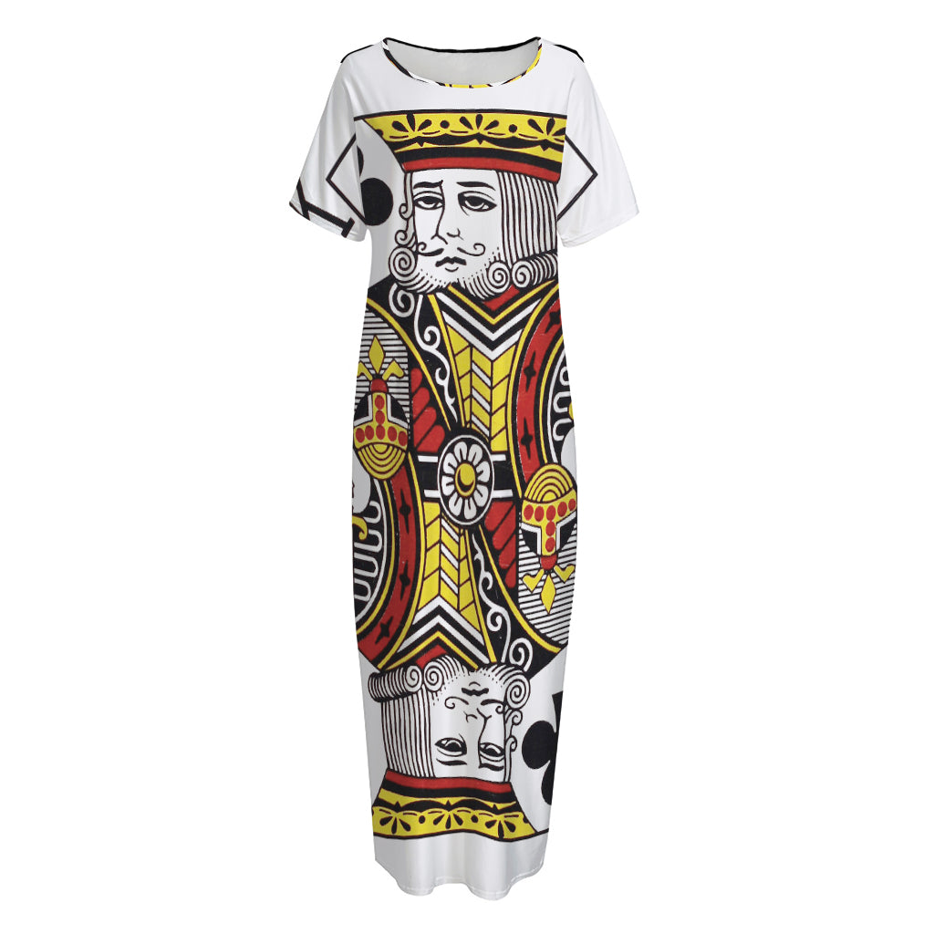King Of Clubs Playing Card Print Short Sleeve Long Nightdress