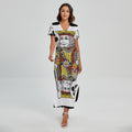 King Of Clubs Playing Card Print Short Sleeve Maxi Dress