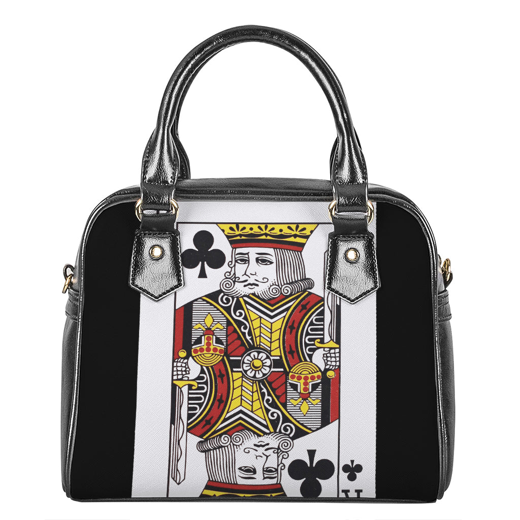 King Of Clubs Playing Card Print Shoulder Handbag