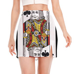 King Of Clubs Playing Card Print Side Slit Mini Skirt