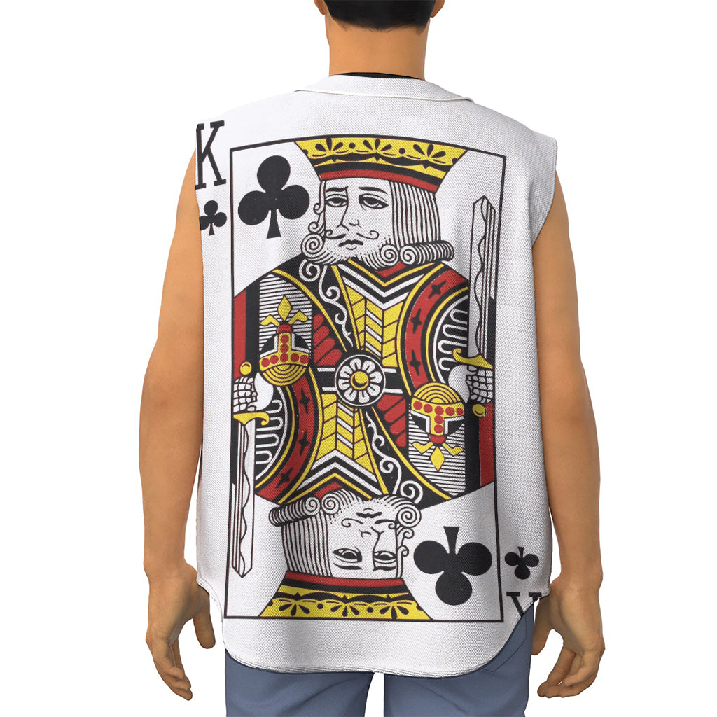 King Of Clubs Playing Card Print Sleeveless Baseball Jersey
