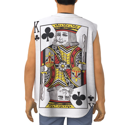 King Of Clubs Playing Card Print Sleeveless Baseball Jersey