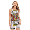 King Of Clubs Playing Card Print Sleeveless One Piece Swimsuit