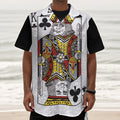 King Of Clubs Playing Card Print Textured Short Sleeve Shirt