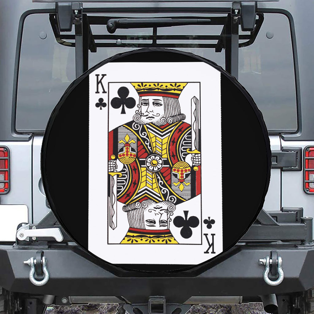 King Of Clubs Playing Card Print Tire Cover