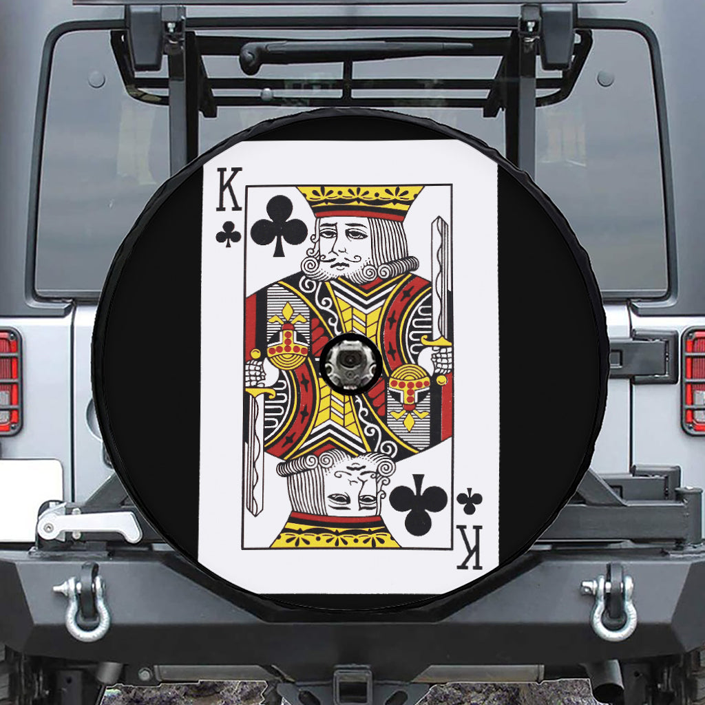 King Of Clubs Playing Card Print Tire Cover With Camera Hole