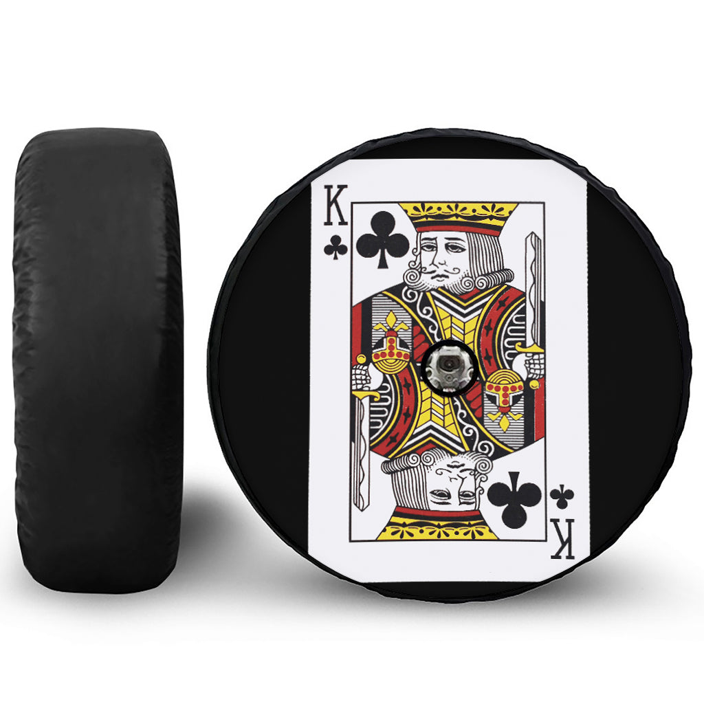 King Of Clubs Playing Card Print Tire Cover With Camera Hole