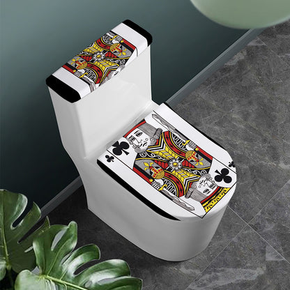 King Of Clubs Playing Card Print Toilet Lid And Tank Cover Set