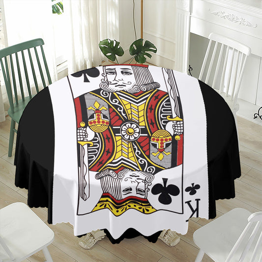 King Of Clubs Playing Card Print Waterproof Round Tablecloth