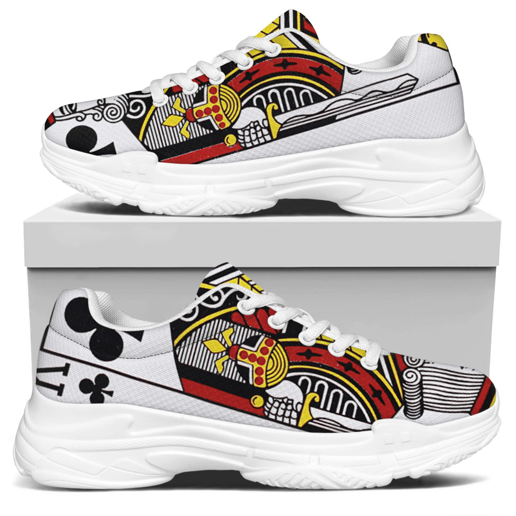 King Of Clubs Playing Card Print White Chunky Shoes