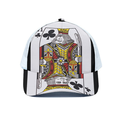 King Of Clubs Playing Card Print White Mesh Trucker Cap