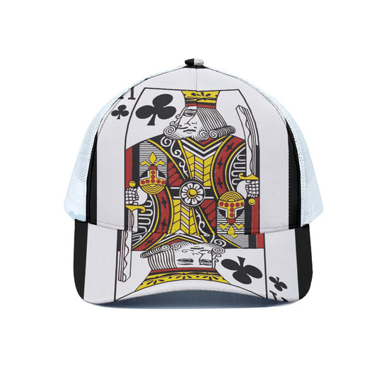 King Of Clubs Playing Card Print White Mesh Trucker Cap