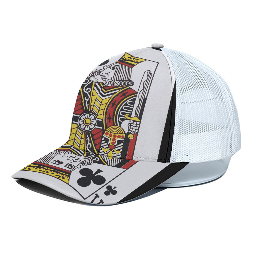 King Of Clubs Playing Card Print White Mesh Trucker Cap
