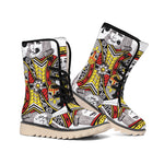 King Of Clubs Playing Card Print Winter Boots