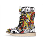 King Of Clubs Playing Card Print Winter Boots