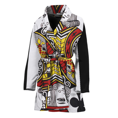 King Of Clubs Playing Card Print Women's Bathrobe