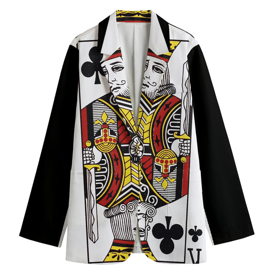 King Of Clubs Playing Card Print Women's Blazer
