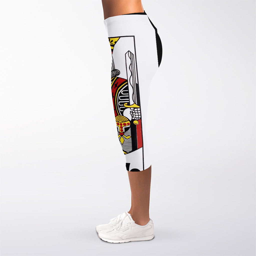 King Of Clubs Playing Card Print Women's Capri Leggings
