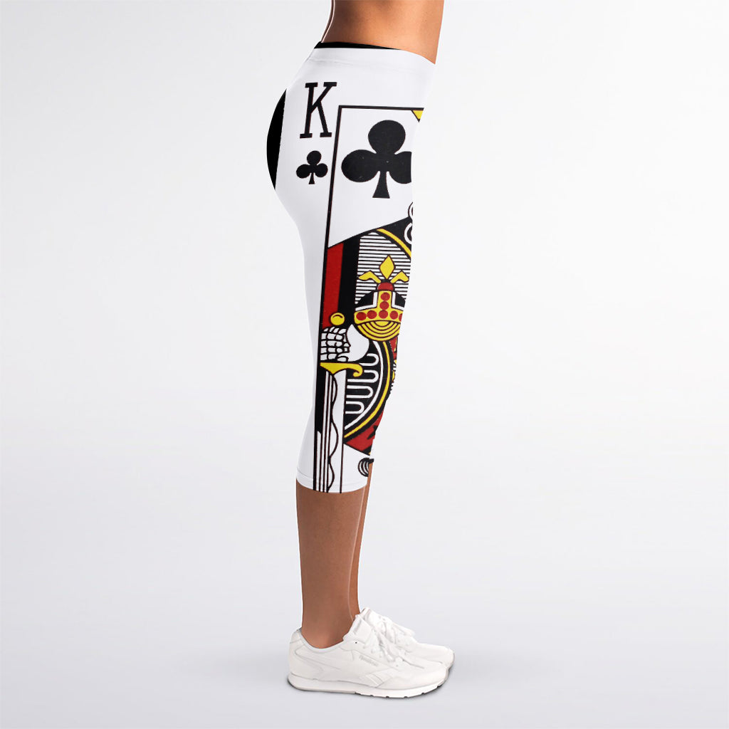 King Of Clubs Playing Card Print Women's Capri Leggings