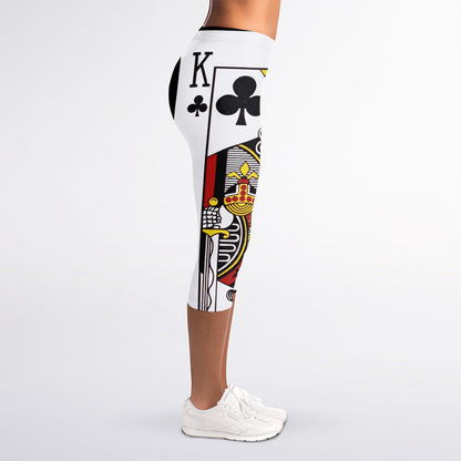 King Of Clubs Playing Card Print Women's Capri Leggings