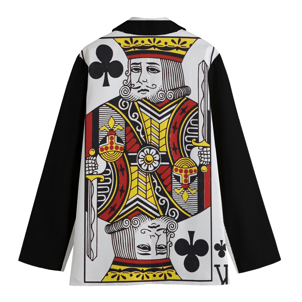 King Of Clubs Playing Card Print Women's Cotton Blazer