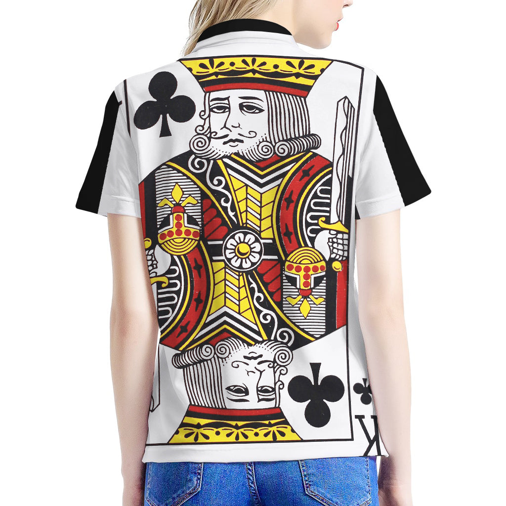 King Of Clubs Playing Card Print Women's Polo Shirt