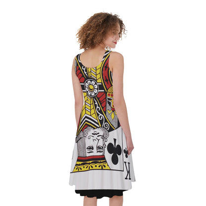 King Of Clubs Playing Card Print Women's Sleeveless Dress