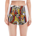 King Of Clubs Playing Card Print Women's Split Running Shorts