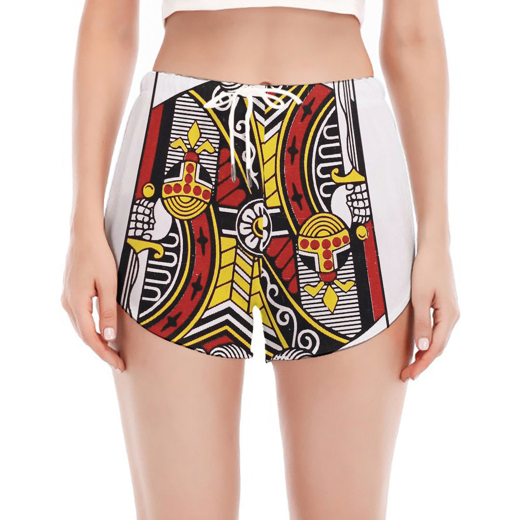 King Of Clubs Playing Card Print Women's Split Running Shorts