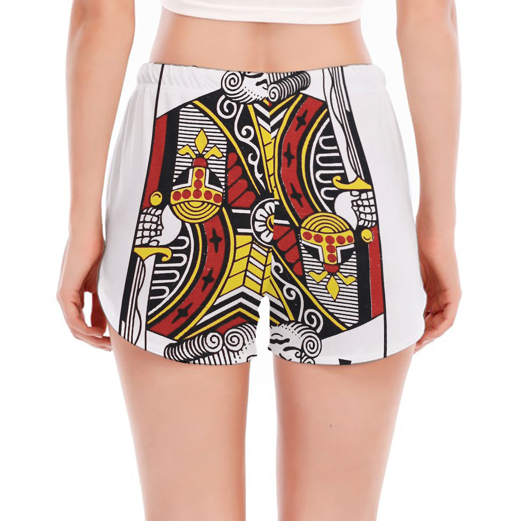 King Of Clubs Playing Card Print Women's Split Running Shorts