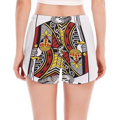 King Of Clubs Playing Card Print Women's Split Running Shorts