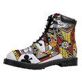 King Of Clubs Playing Card Print Padded Collar Lace Up Boots