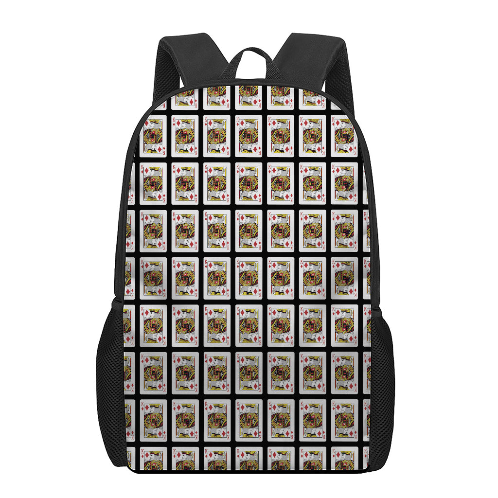 King Of Diamonds Pattern Print 17 Inch Backpack