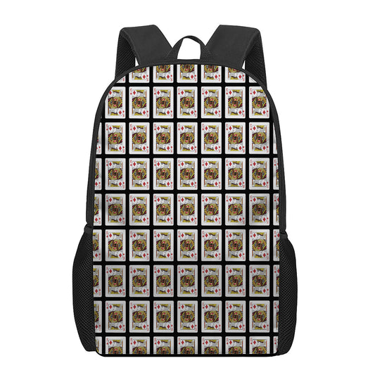 King Of Diamonds Pattern Print 17 Inch Backpack