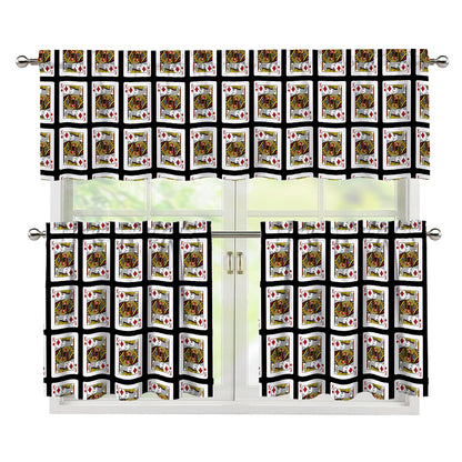 King Of Diamonds Pattern Print 3 Piece Kitchen Curtains