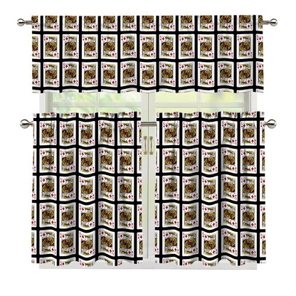 King Of Diamonds Pattern Print 3 Piece Kitchen Curtains
