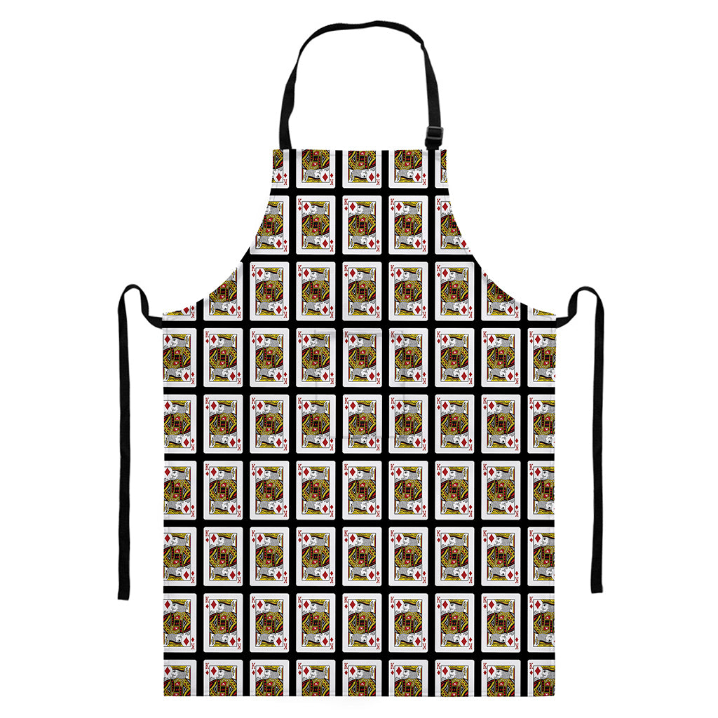 King Of Diamonds Pattern Print Bib Apron With Pocket