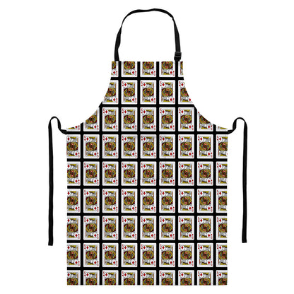 King Of Diamonds Pattern Print Bib Apron With Pocket