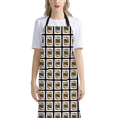King Of Diamonds Pattern Print Bib Apron With Pocket