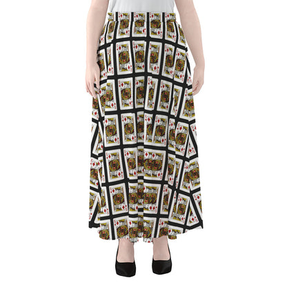 King Of Diamonds Pattern Print Chiffon Maxi Skirt