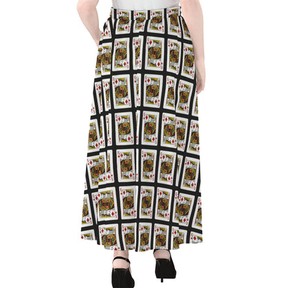 King Of Diamonds Pattern Print Chiffon Maxi Skirt